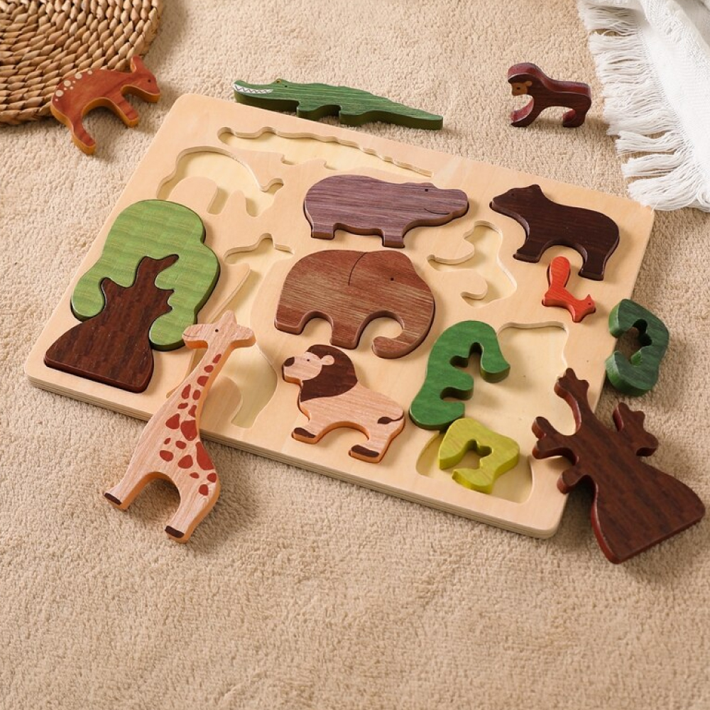 Puzzles En Bois Pour Enfants Avec Boîte De Rangement En Bois, Jouets  D'apprentissage Montessori, Cadeaux